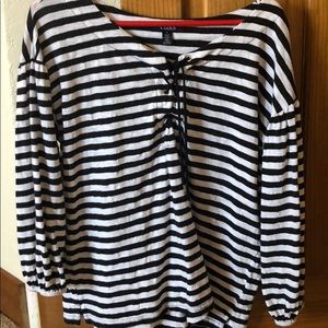 Long sleeve tie up blouse